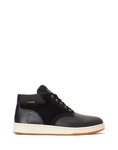 POLO RALPH LAUREN スニーカー LOW CUT  LEATHER SNEAKER BOOT
 ブラック 革（なめし加工） / 紡績繊維
