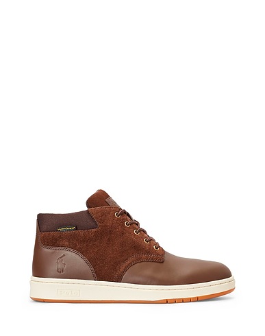 POLO RALPH LAUREN Sneakers LOW CUT  LEATHER SNEAKER BOOT
 Chocolate brown Leather, Textile fibres