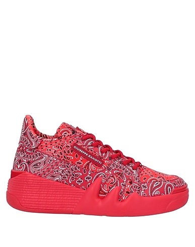GIUSEPPE ZANOTTI Sneakers Red Leather, Textile fibers