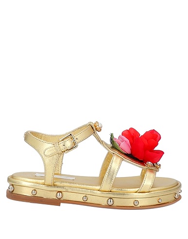 DOLCE&GABBANA Sandals Gold 100% Leather