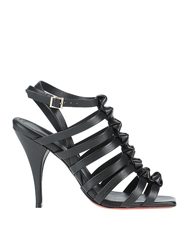 SANTONI Sandals Black Soft Leather
