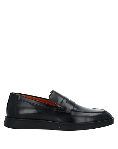 SANTONI Loafers Black Soft Leather