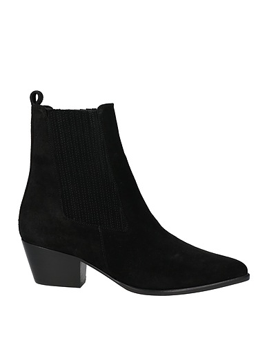 SANDRO Ankle boot Black Leather, Elastic fibres
