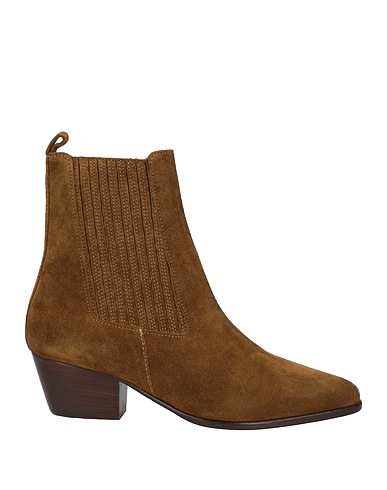 SANDRO Ankle boot Khaki Leather, Elastic fibres