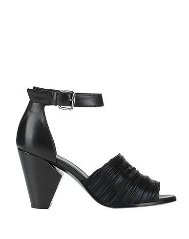 STRATEGIA Sandals Black Leather, Textile fibres
