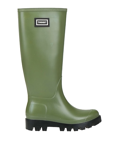 TWINSET Boots Military green Rubber