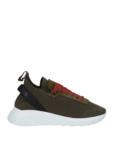 DSQUARED2 Sneakers Military green Textile fibers, Leather
