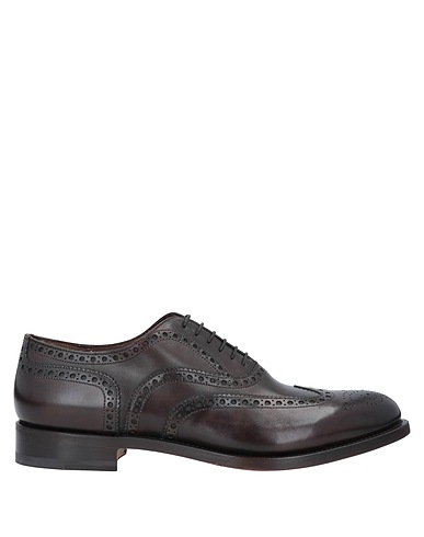 SANTONI Laced shoes Dark brown Leather