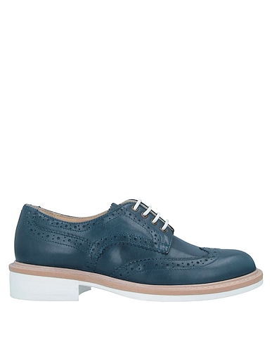 STUDIO POLLINI Laced shoes Slate blue Leather