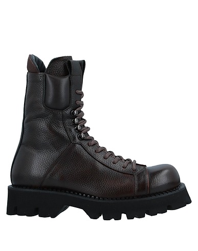 ATTIMONELLI'S Ankle boot Dark brown Soft Leather, Textile fibers