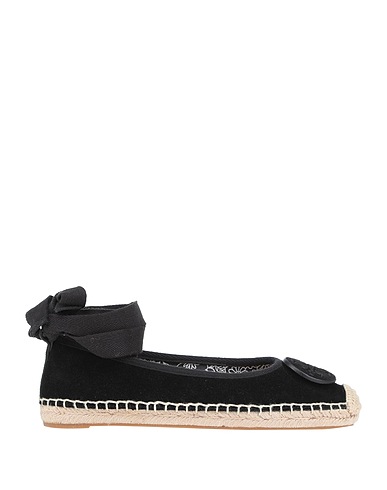 TORY BURCH Espadrilles Black Leather, Textile fibers