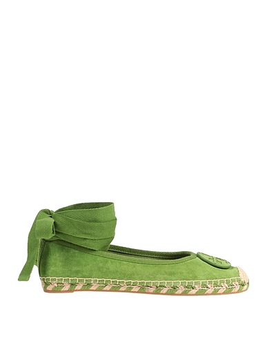 TORY BURCH Espadrilles Green Leather, Textile fibres