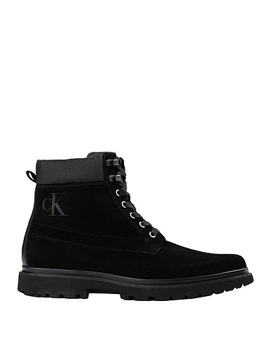 CALVIN KLEIN JEANS Stivaletti LUG MID LACE-UP BOOTS
 Nero Pelle, Fibre tessili