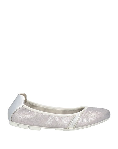 HOGAN Ballet flats Silver Leather, Textile fibres