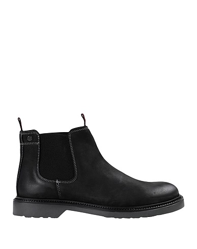 JACK & JONES Stiefelette Schwarz Gewebefasern, Leder