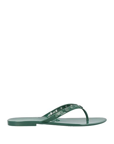 TORY BURCH Flip flops Dark green Textile fibers