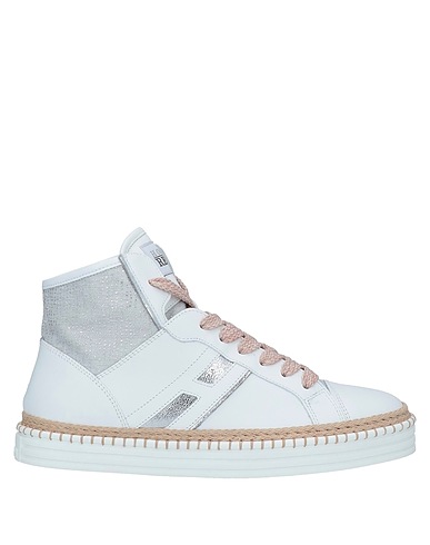 HOGAN REBEL Sneakers White Leather, Textile fibers
