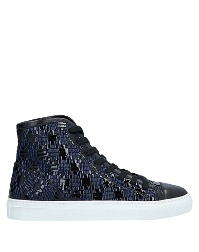 STUDIO POLLINI Sneakers Midnight blue Leather, Textile fibers