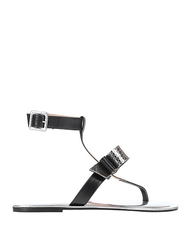 POLLINI Flip flops Black Calfskin