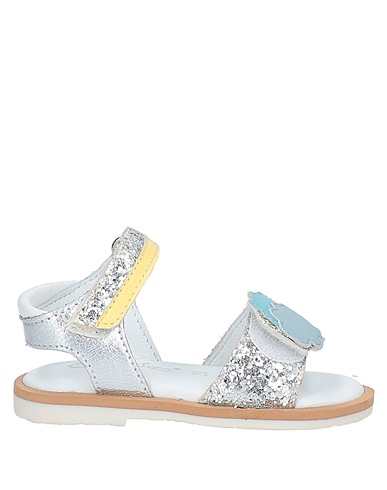 OCA-LOCA Sandals Silver Leather, Textile fibers