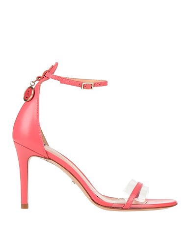 ELISABETTA FRANCHI Sandals Coral Leather, Textile fibers