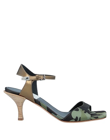 PREMIATA Sandales Vert militaire Cuir, Fibres textiles
