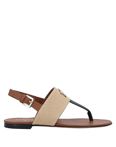 LORENA ANTONIAZZI Flip flops Camel Leather, Textile fibres