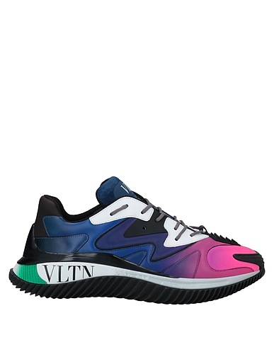VALENTINO GARAVANI Sneakers Blue Textile fibers, Soft Leather