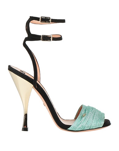 ELISABETTA FRANCHI Sandals Light green Leather, Textile fibers