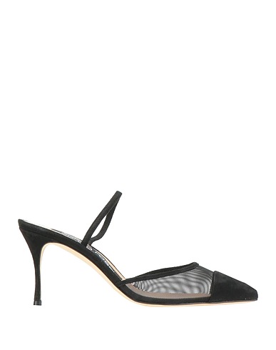SERGIO ROSSI Pump Black Leather, Textile fibers
