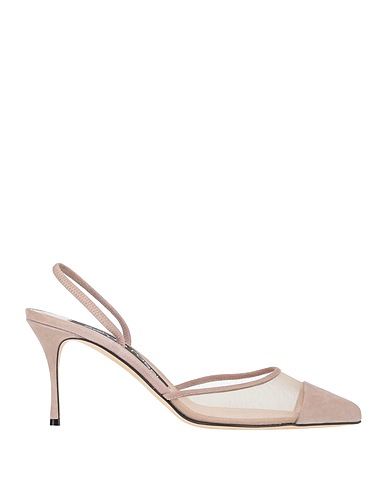 SERGIO ROSSI Court Light brown Leather, Textile fibres