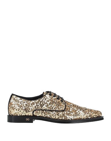 DOLCE&GABBANA Laced shoes Gold 80% Polyester, 15% Viscose, 5% Cotton