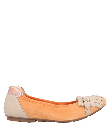 HOGAN Ballet flats Apricot Leather, Textile fibers