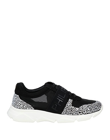 PHILIPP PLEIN Sneakers Black Leather, Textile fibres