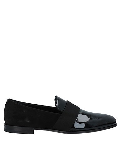 FERRAGAMO Loafers Black Calfskin, Textile fibers