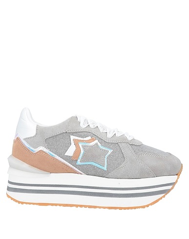 ATLANTIC STARS Sneakers Grey Soft Leather, Textile fibres