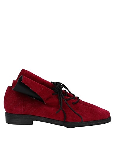 UMA WANG Laced shoes Burgundy Textile fibres, Soft Leather
