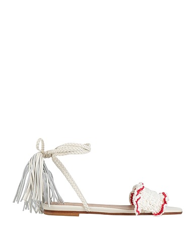 RED(V) Sandals White Soft Leather, Other Fibres
