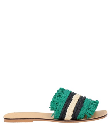MANEBÍ Sandals Green Natural raffia
