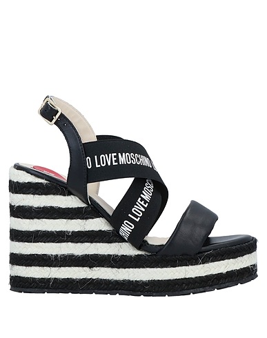 LOVE MOSCHINO Espadrilles Black Soft Leather, Textile fibers