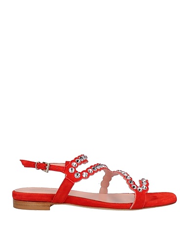 ANNA F. Sandals Tomato red Leather