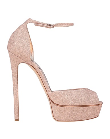 CASADEI Sandals Rose gold Textile fibers