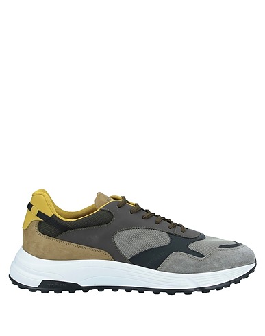 HOGAN Sneakers Grey Leather, Textile fibers