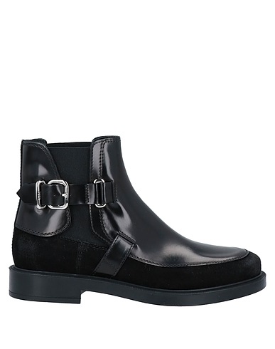 TOD'S Ankle boot Black Soft Leather, Textile fibres