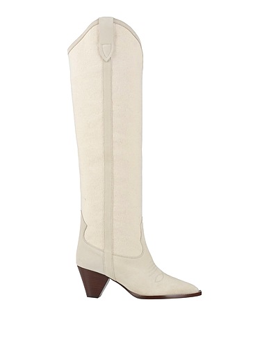 ISABEL MARANT Stivali Avorio 100% Pelle di vitello, Fibre tessili