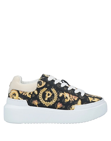 POLLINI Sneakers Black Soft Leather, Textile fibres
