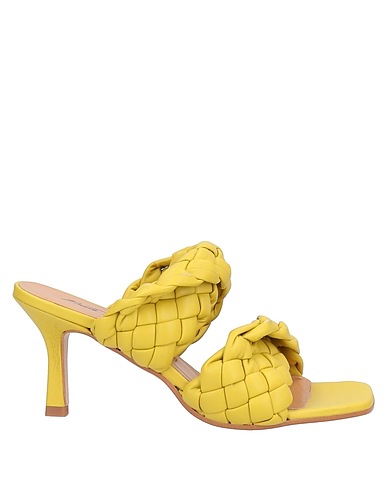 PAOLO MATTEI Sandals Lime green Textile fibers