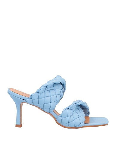 PAOLO MATTEI Sandals Sky blue Textile fibers