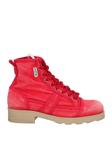 O.X.S. Ankle boot Red Leather, Textile fibres