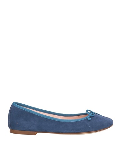 SKA Ballet flats Navy Leather, Textile fibers